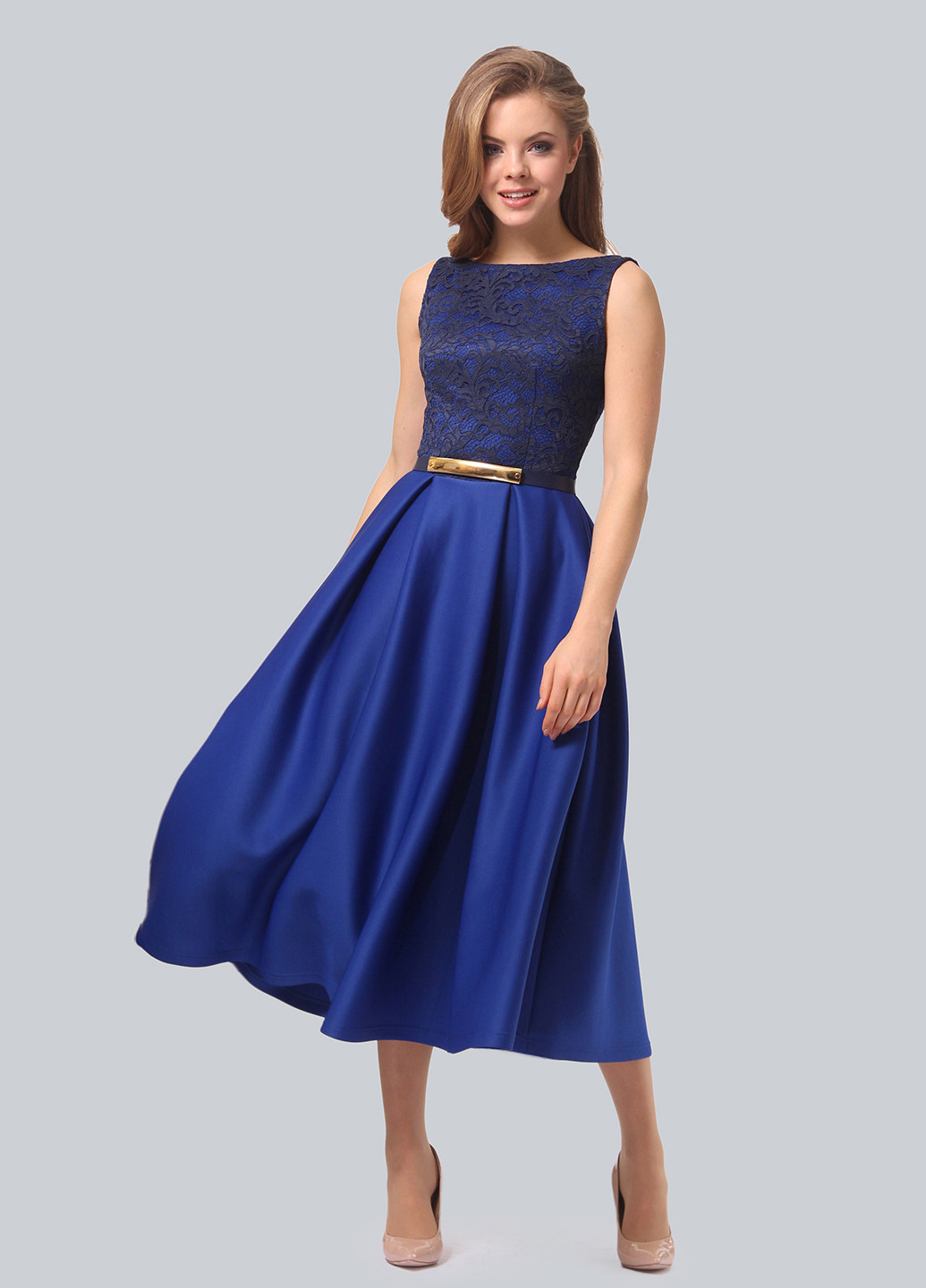 Синее коктейльное платье колокол Agata Webers