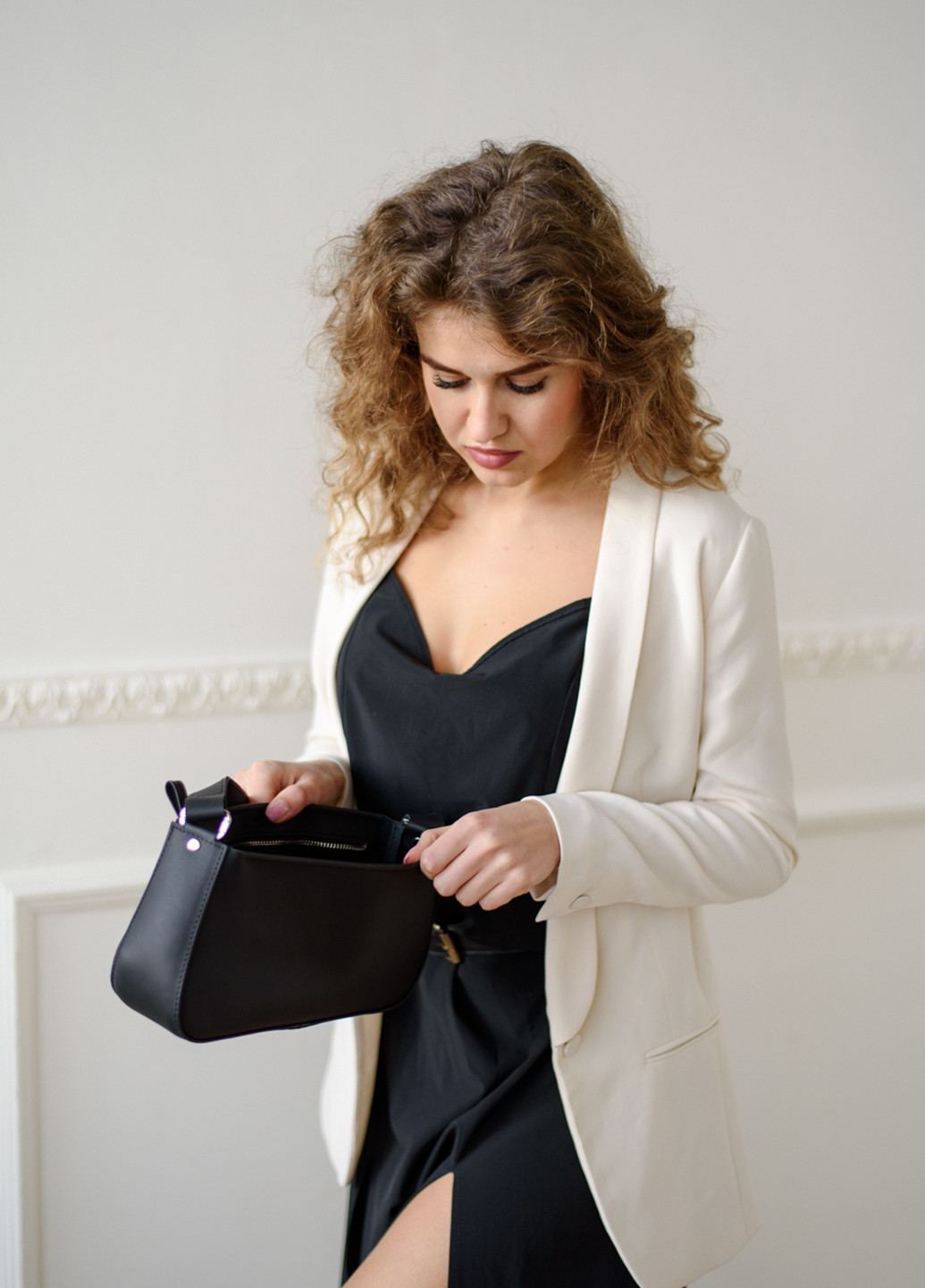 Изящная женская сумка арт. Baguette из натуральной кожи с матовым эффектом черного цвета Boorbon (255171661)
