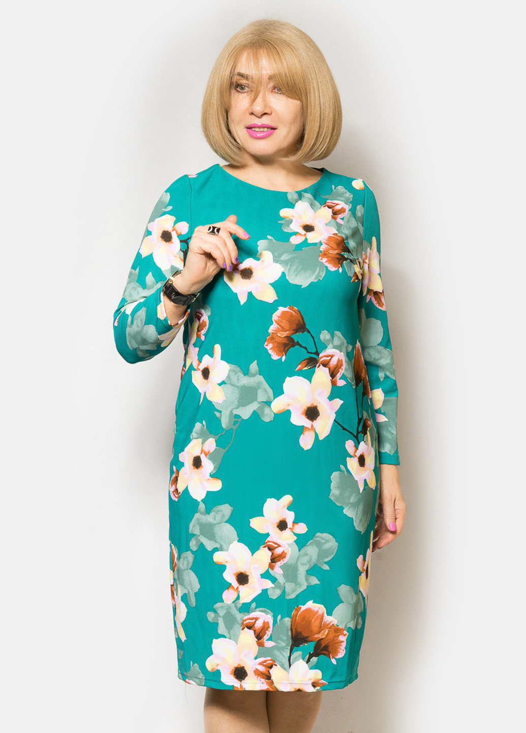 Бирюзовое кэжуал платье LibeAmore с цветочным принтом