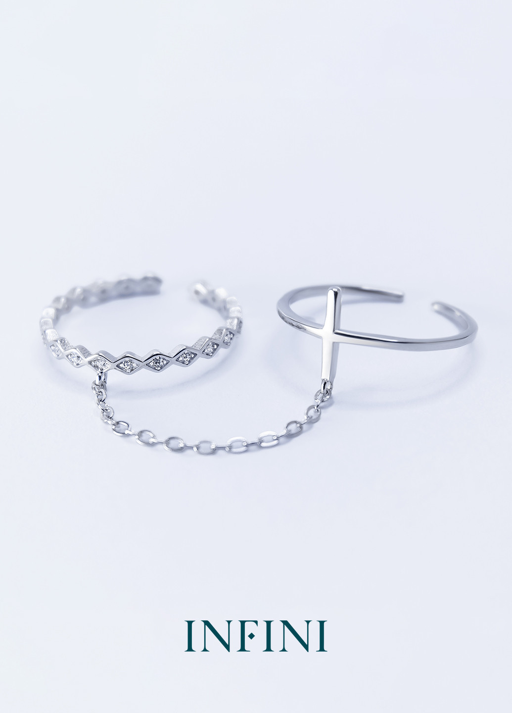 Кольцо серебряное Infini двойное (250570273)