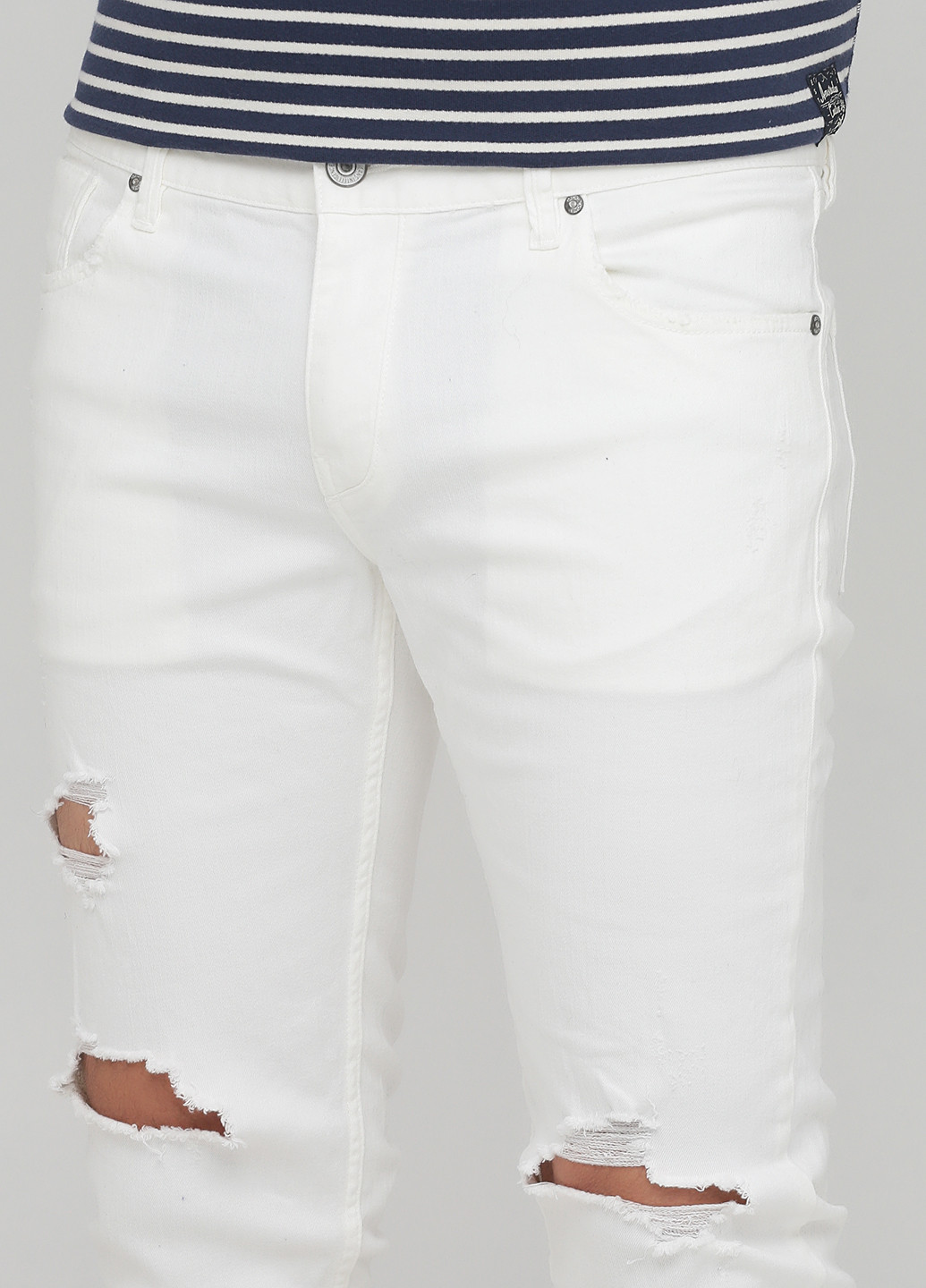Белые демисезонные укороченные, скинни джинсы JACK&JONES