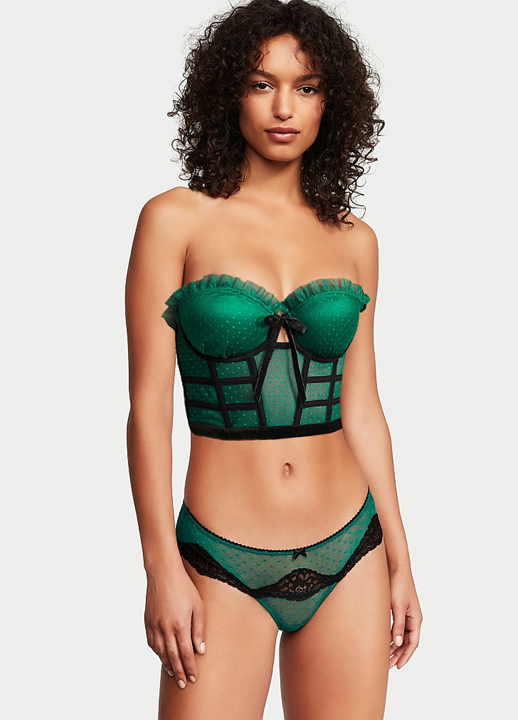 Зелений демісезонний комплект (корсет, трусики) Victoria's Secret