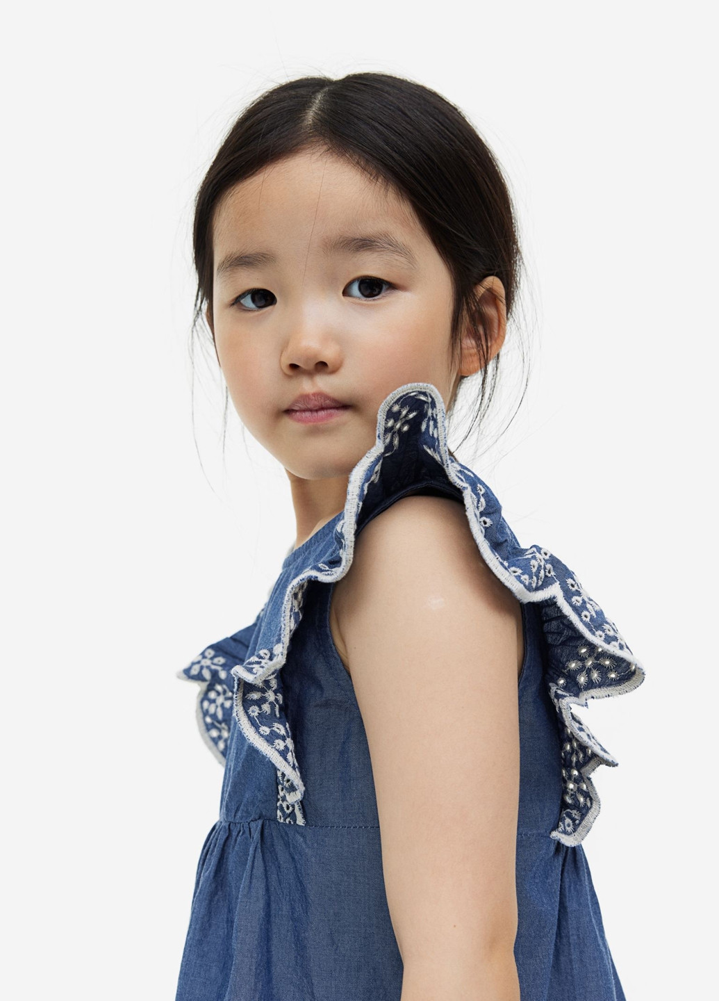 Синяя однотонная блузка H&M летняя