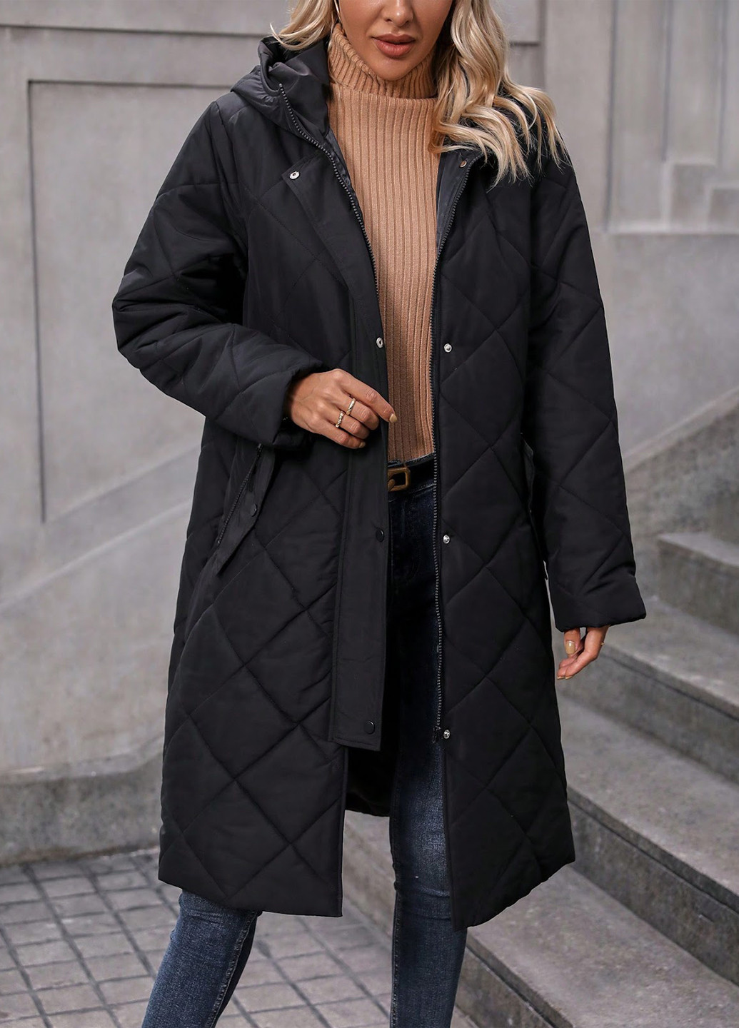 Черная зимняя куртка куртка-пальто SHEIN