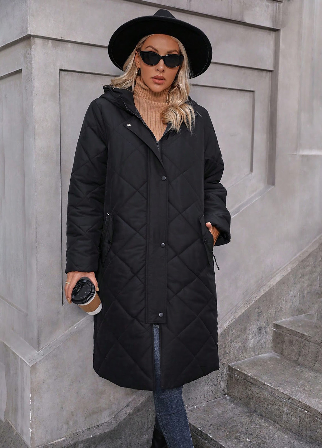 Черная зимняя куртка куртка-пальто SHEIN