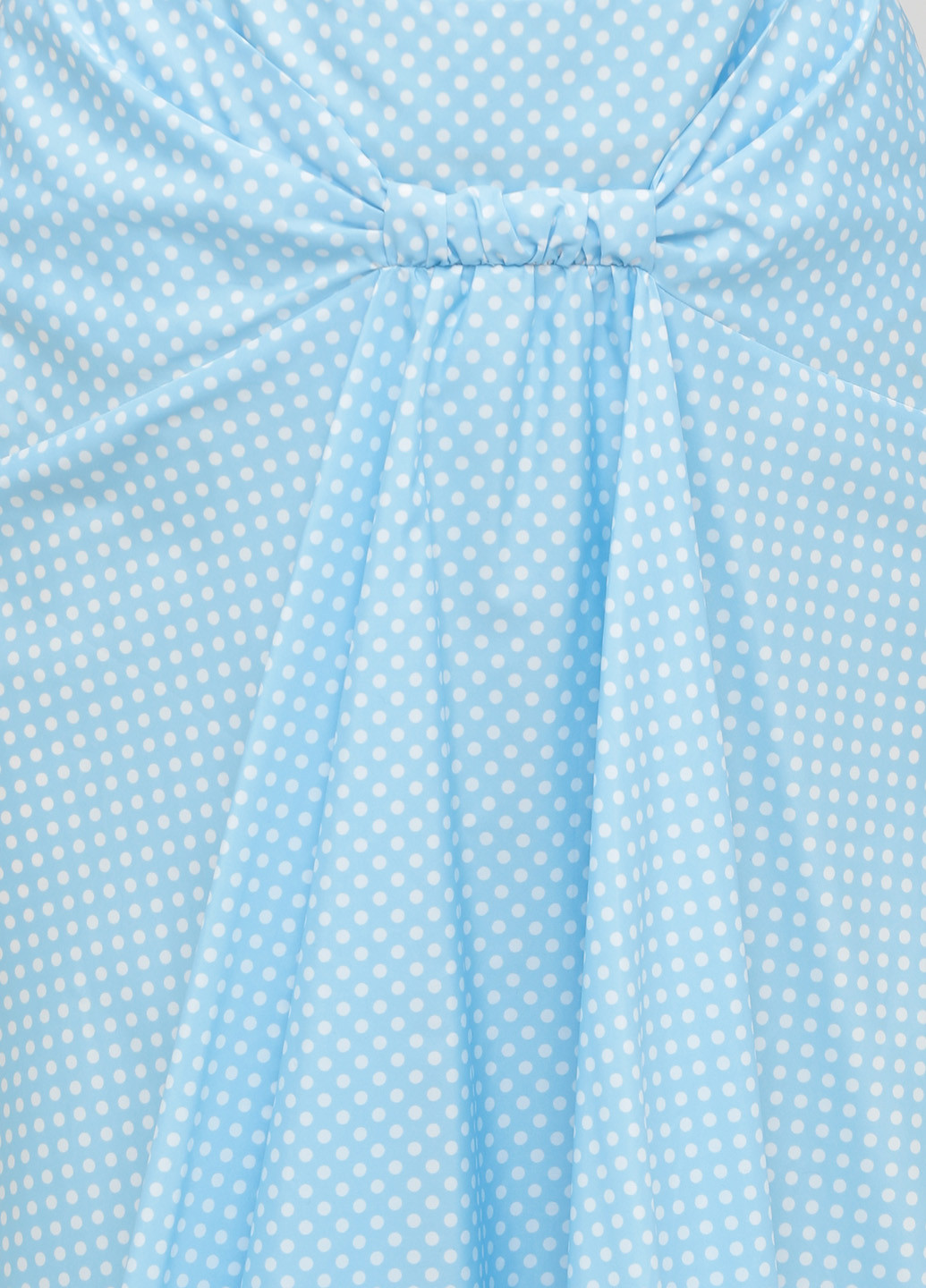 Светло-голубая кэжуал в горошек юбка The J. Peterman Company а-силуэта (трапеция)