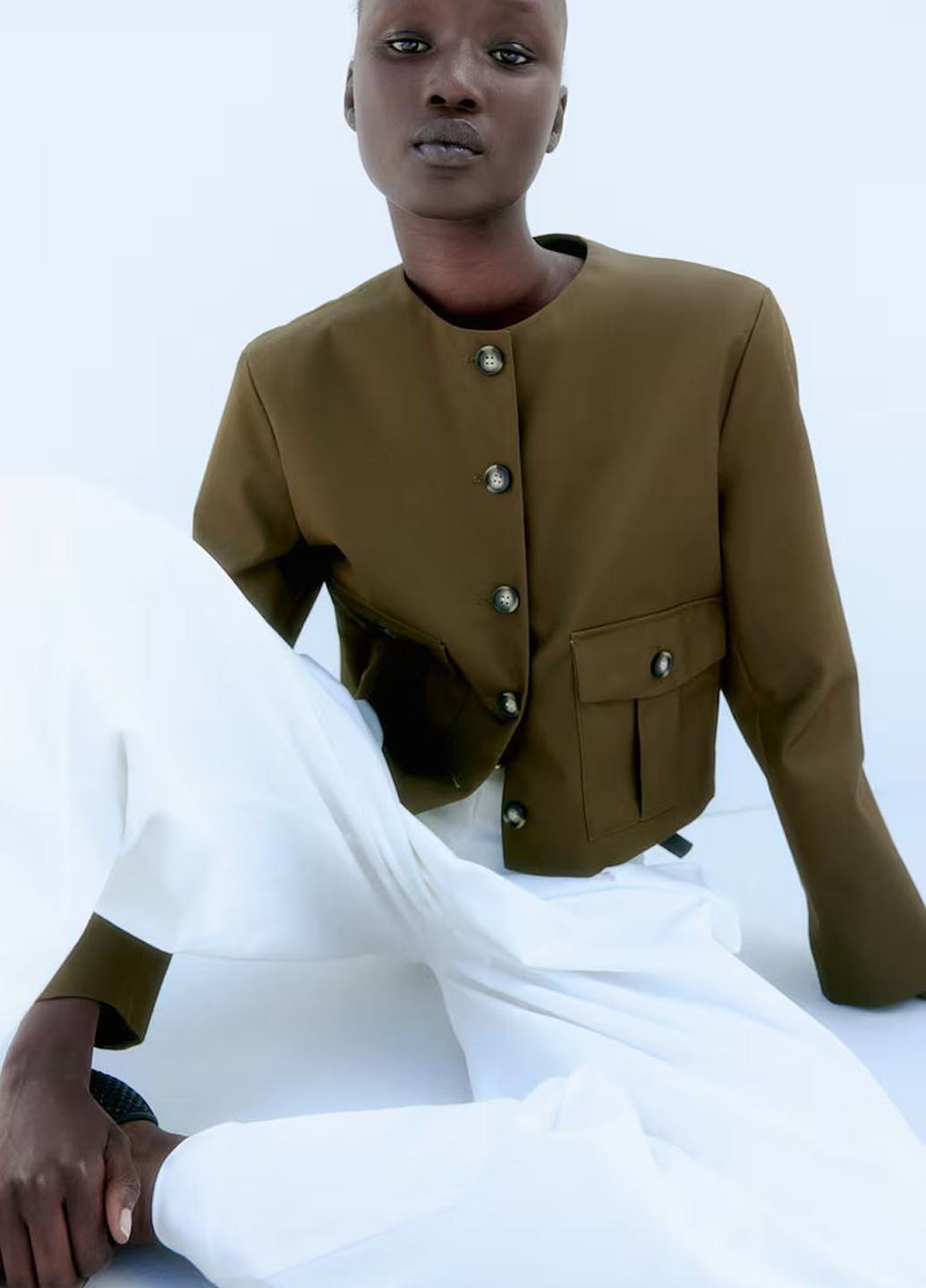 Хаки женский жакет H&M однотонный - демисезонный