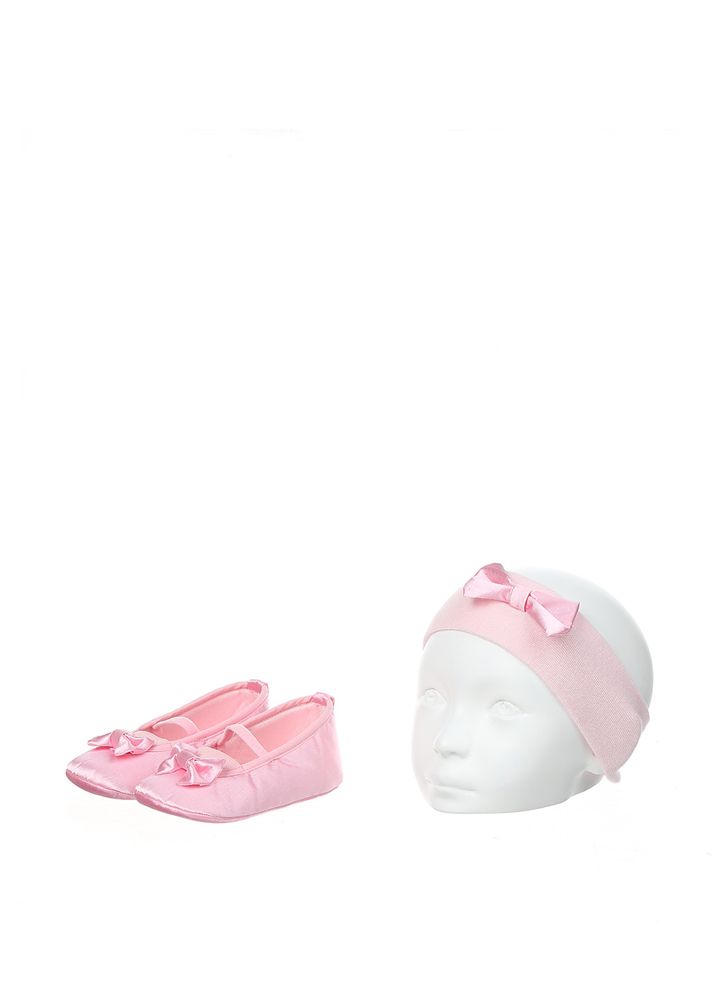 Розовый демисезонный комплект (пинетки, повязка на голову) Funny