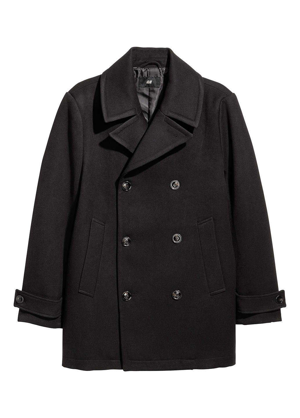 Черное демисезонное Пальто двубортное H&M