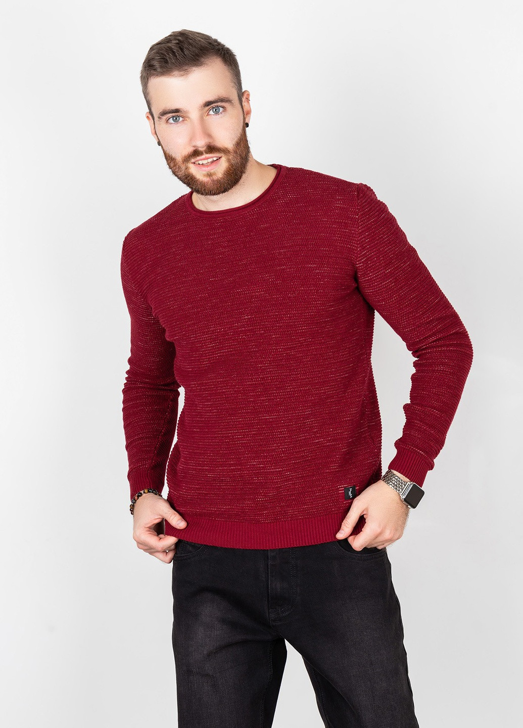Красный демисезонный свитер мужской джемпер ISSA PLUS GN4-60