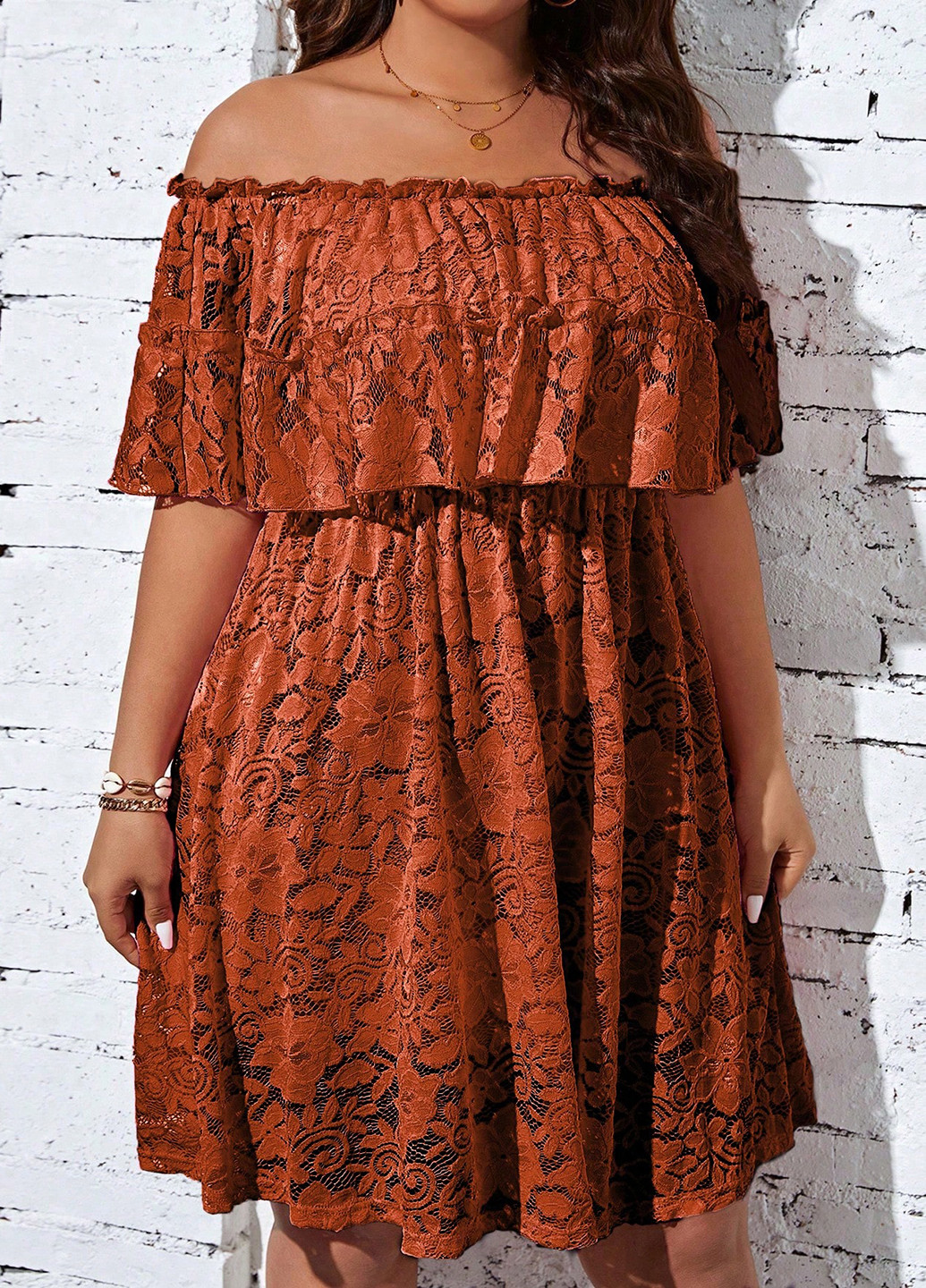 Світло-коричнева святковий сукня в стилі армпір, з відкритими плечима SHEIN однотонна