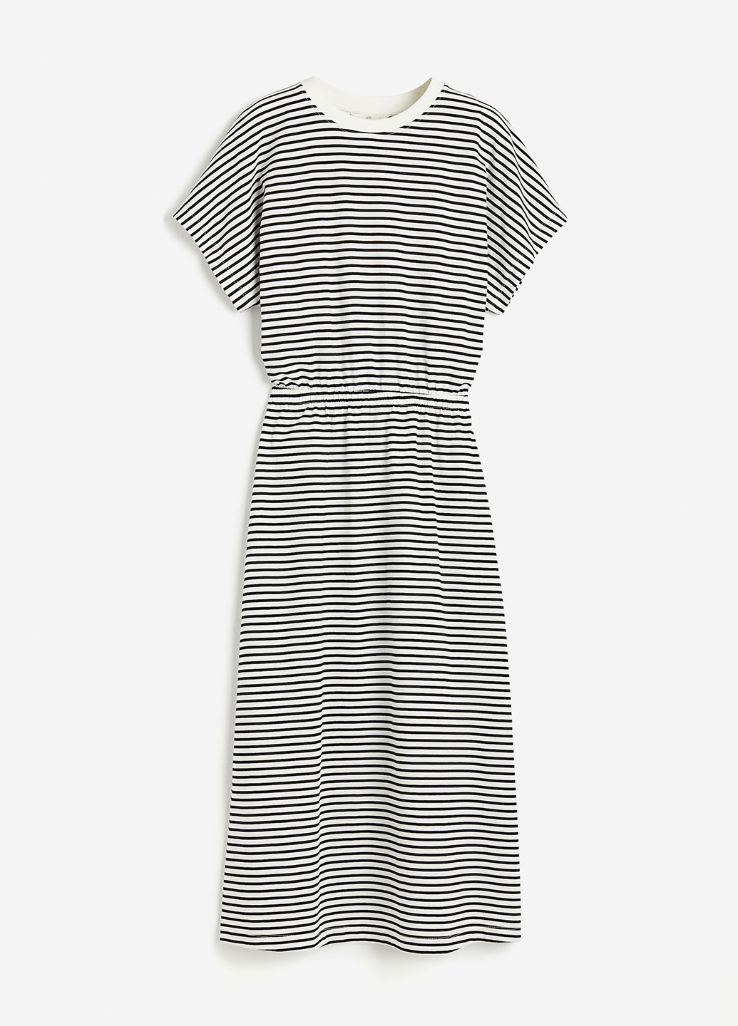 Черно-белое кэжуал платье а-силуэт H&M в полоску