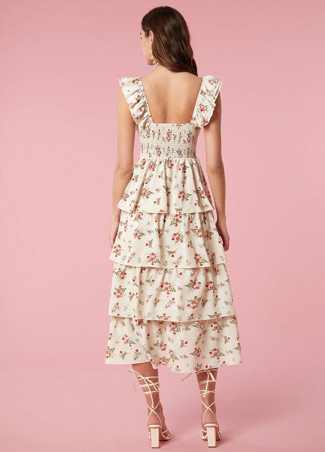 Молочна кежуал сукня кльош SHEIN з квітковим принтом