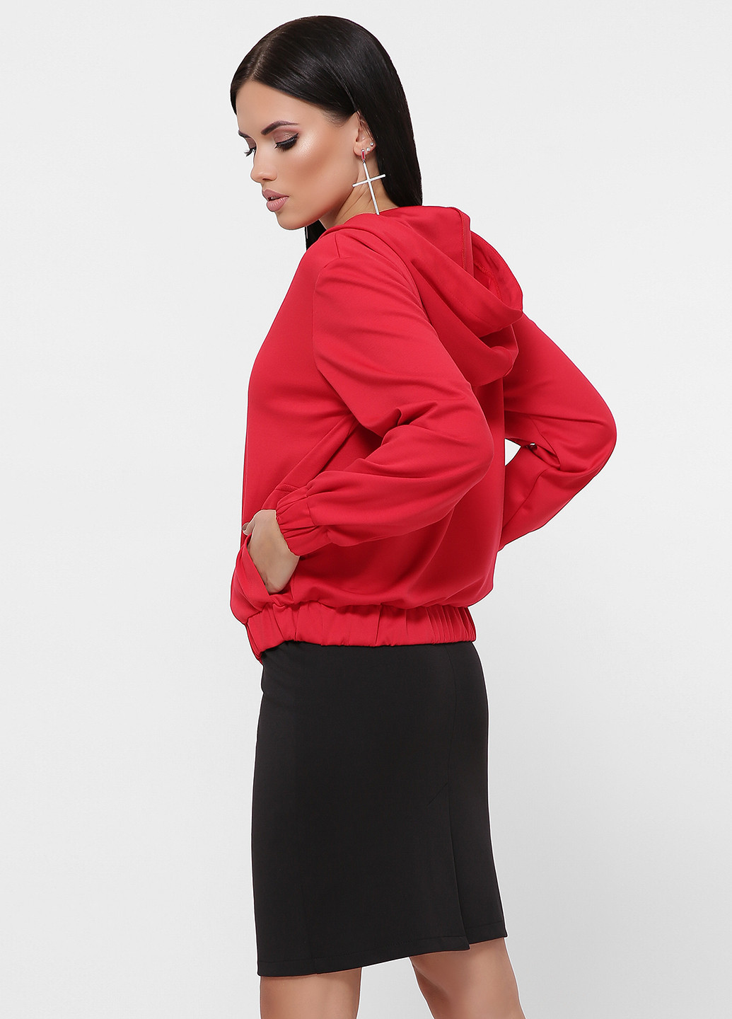 Костюм (толстовка, юбка) Fashion Up юбочный однотонный красный кэжуал вискоза