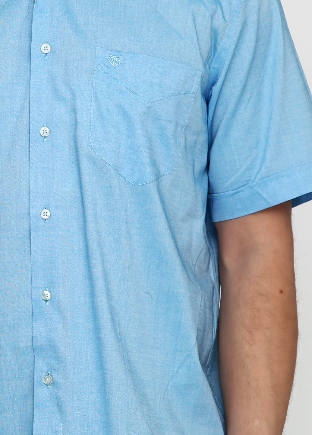 Голубой кэжуал рубашка однотонная Romano Botta с коротким рукавом