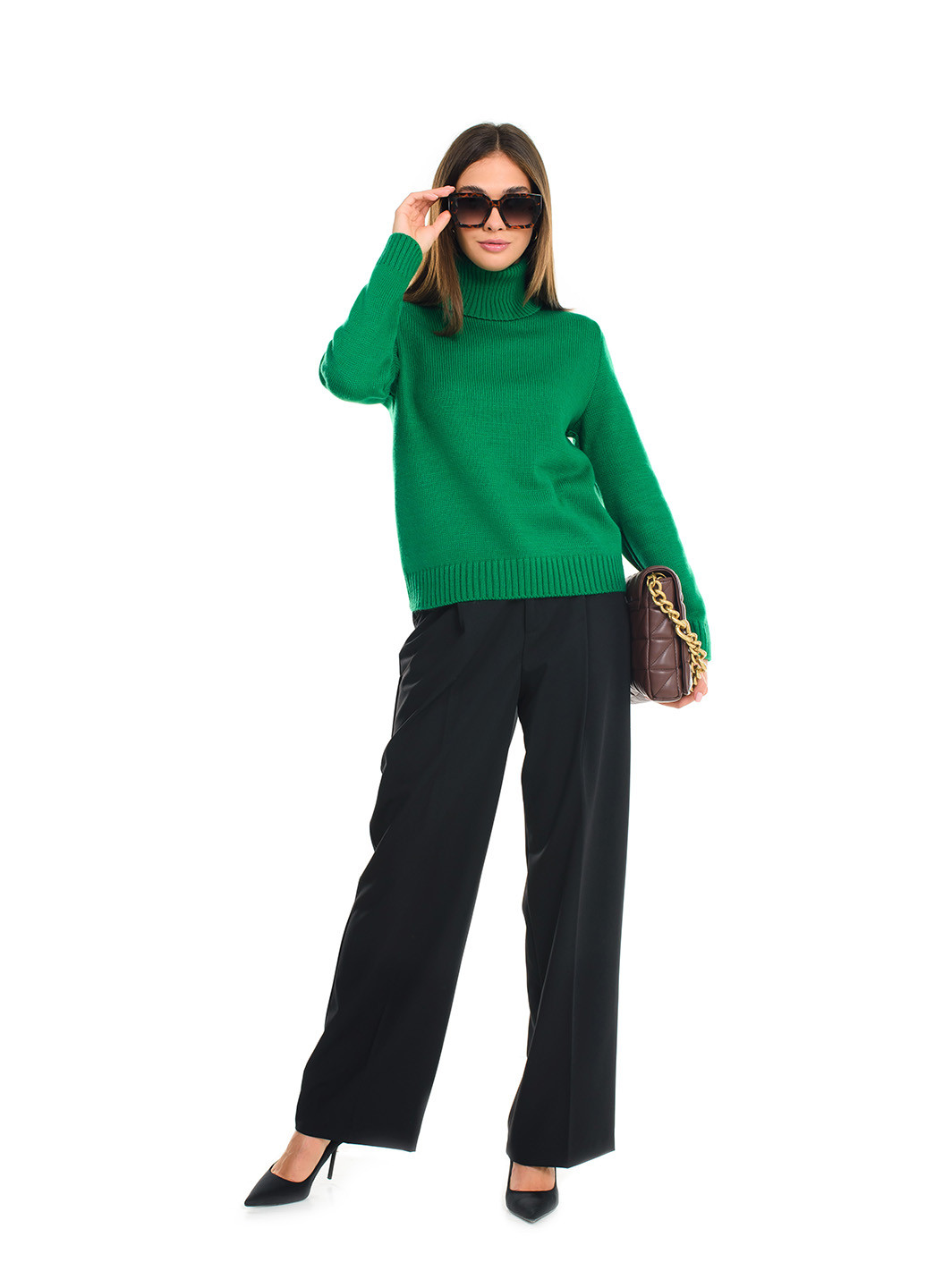 Зелений зимовий класичний жіночий светр SVTR