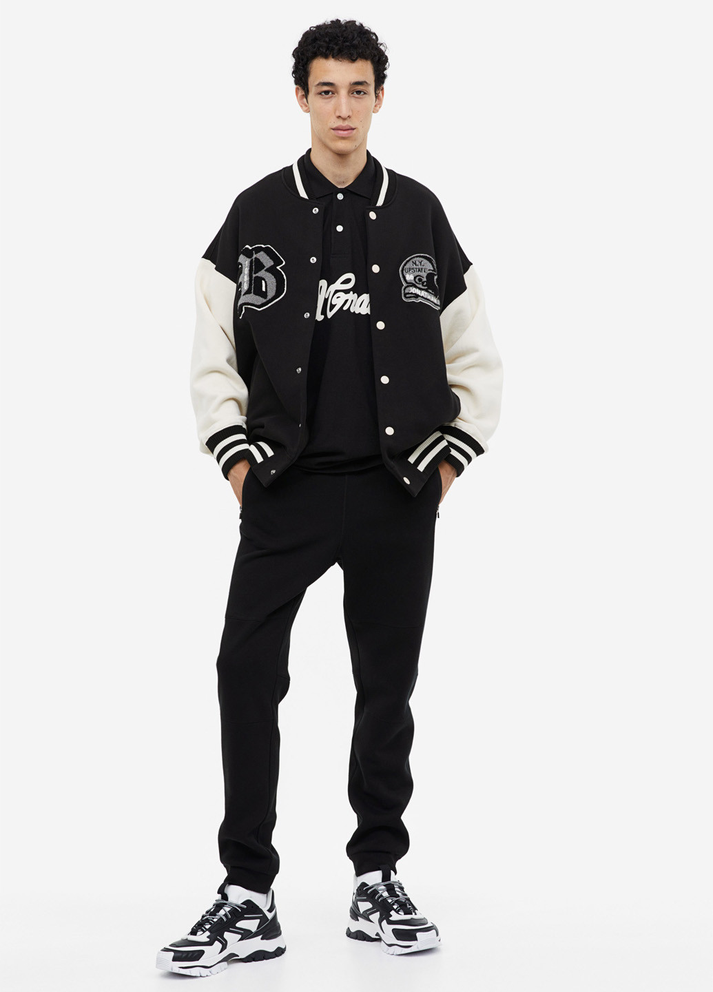 Черные спортивные, кэжуал демисезонные джоггеры брюки H&M