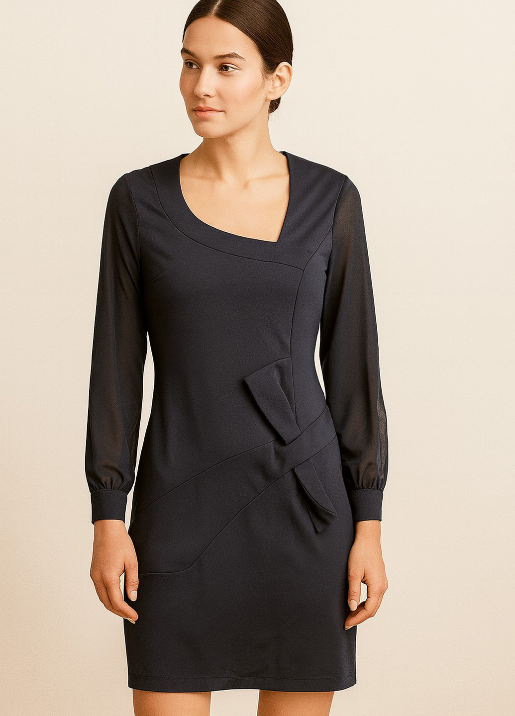 Темно-синя кежуал сукня футляр Sassofono однотонна