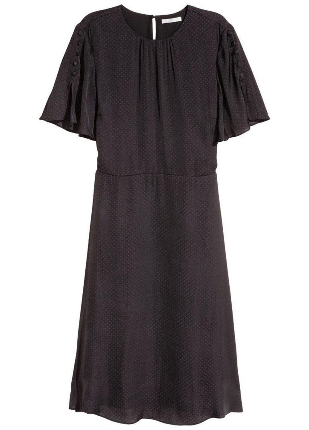 Черное кэжуал платье с юбкой-солнце H&M однотонное