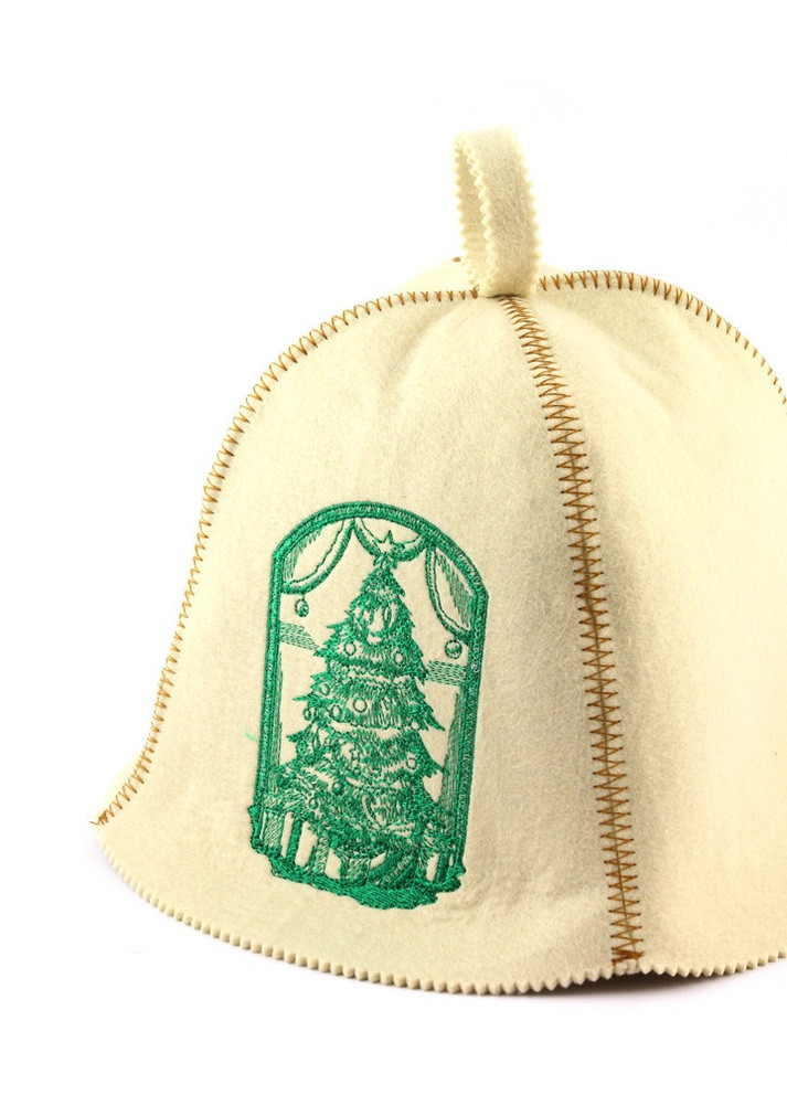Банная шапка "Елка и подарки", искусственный фетр, белый (LA-410) Luxyart (252611494)