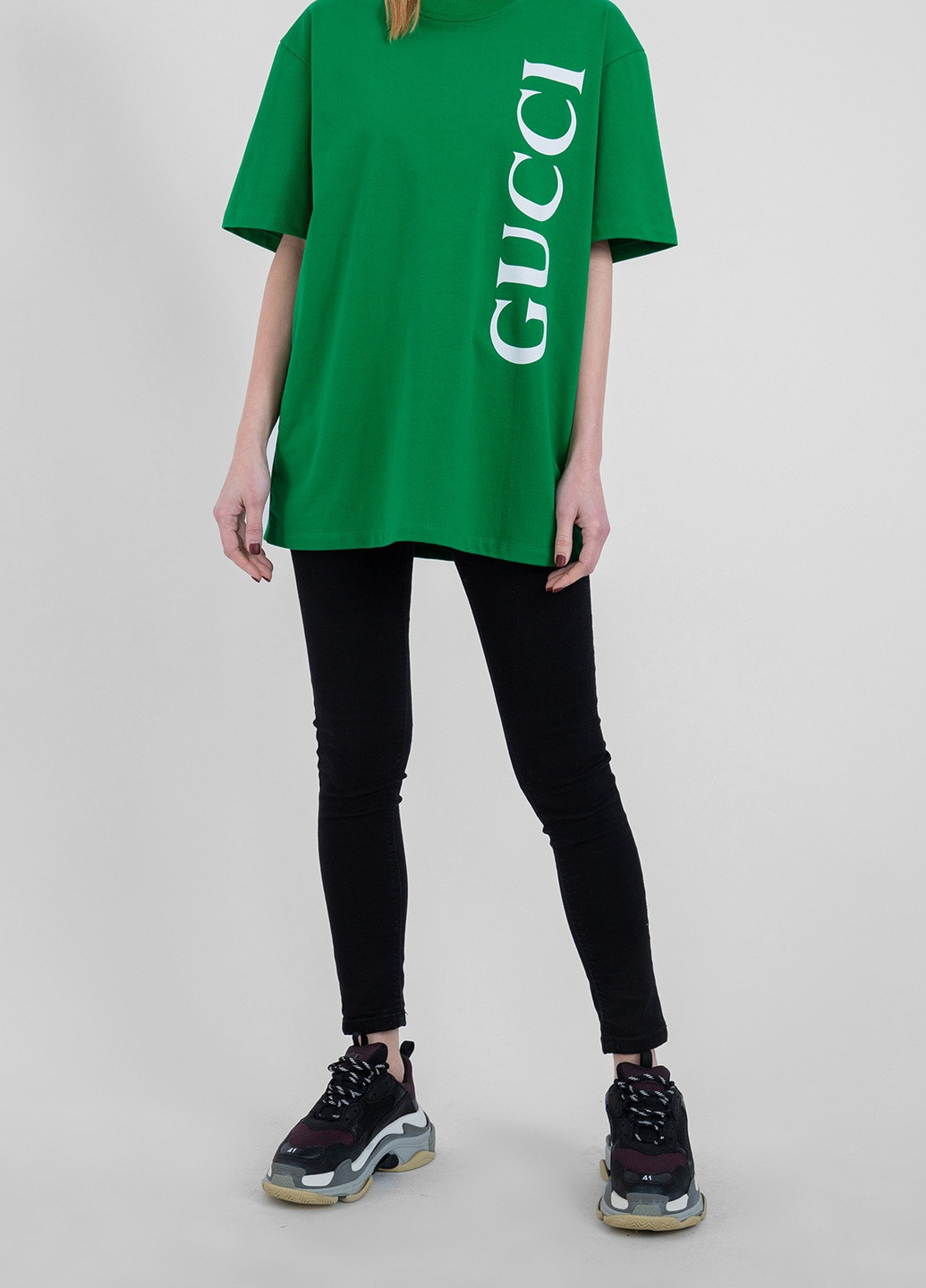 Зеленая всесезон черная футболка oversize с логотипом Gucci