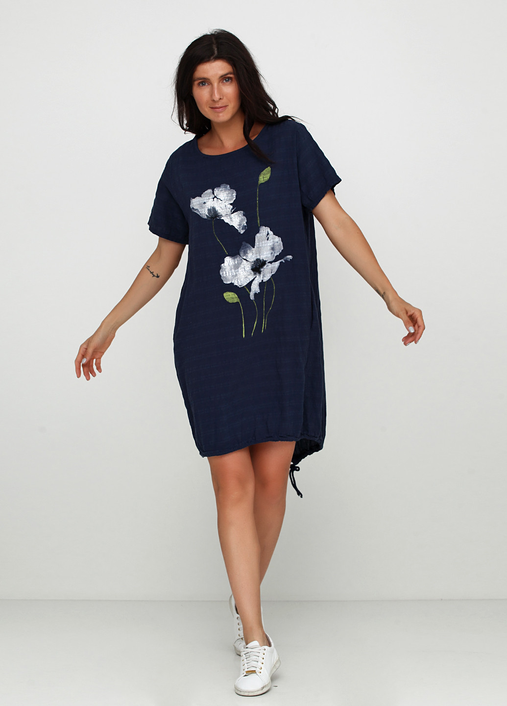 Синее кэжуал платье My Luna с цветочным принтом