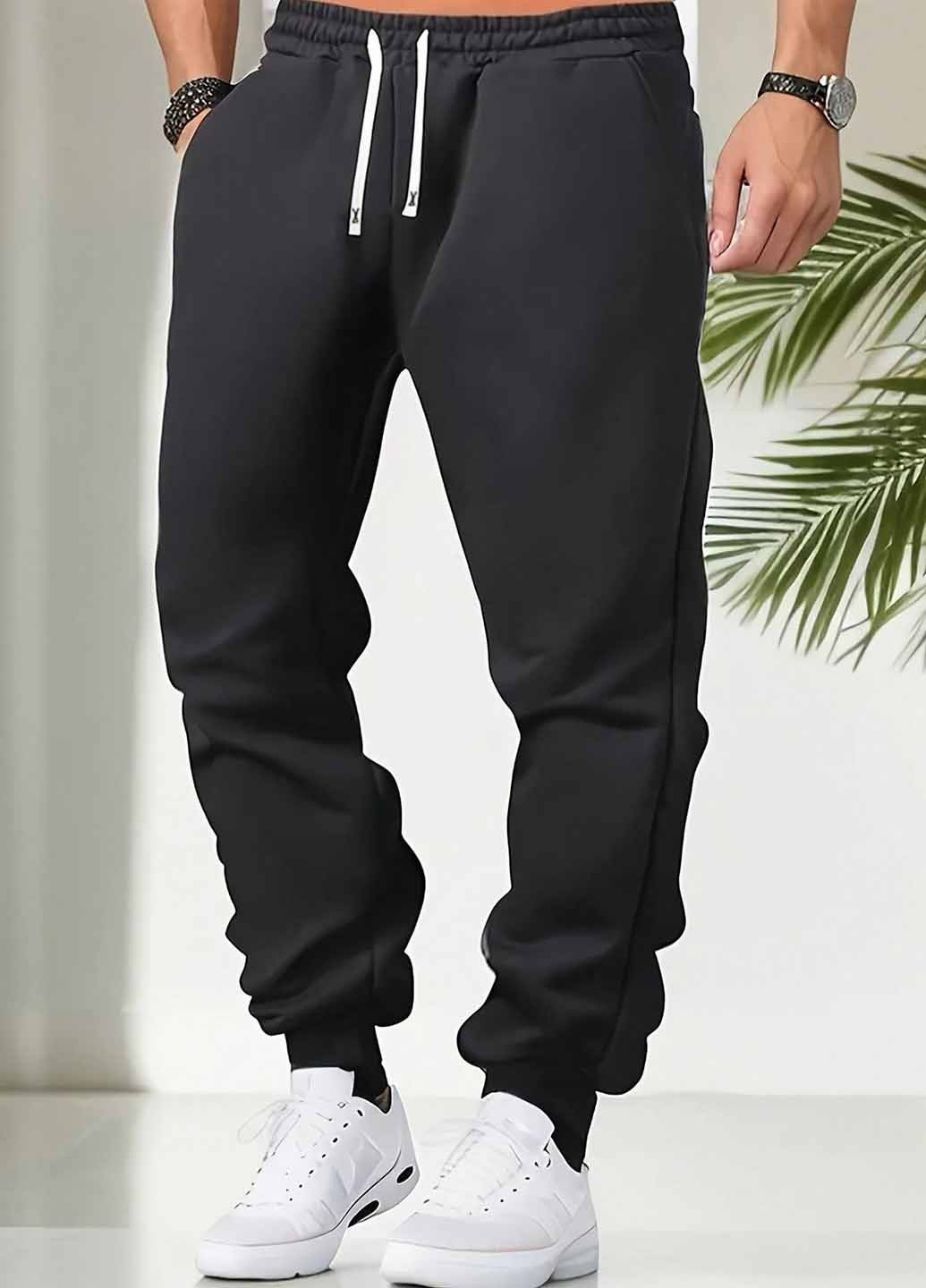 Черные спортивные демисезонные джоггеры брюки SHEIN