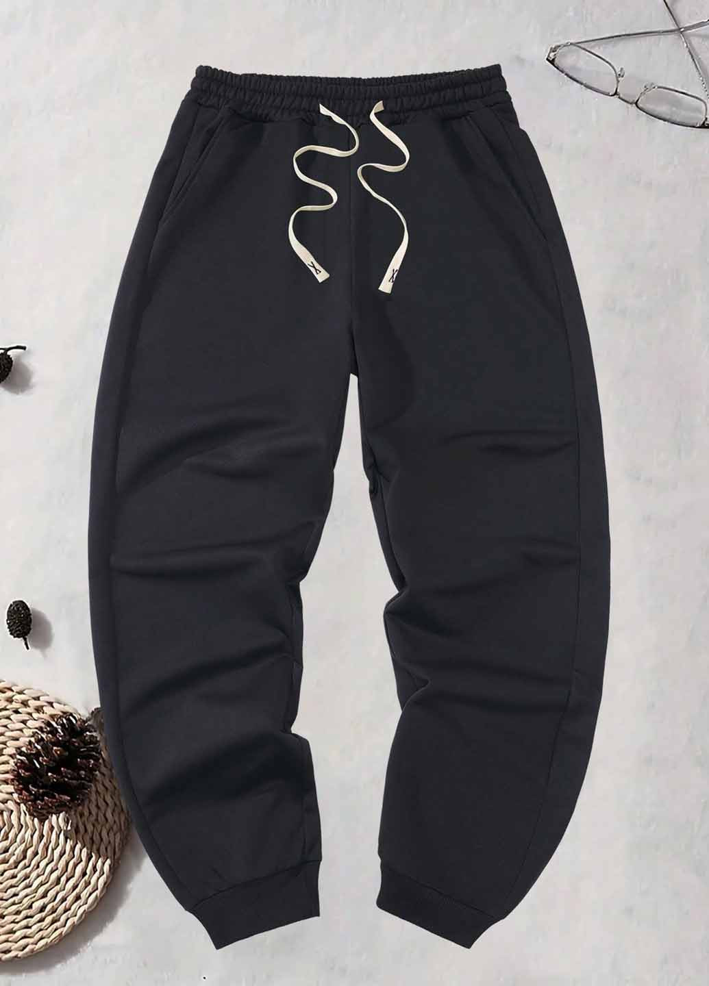 Черные спортивные демисезонные джоггеры брюки SHEIN