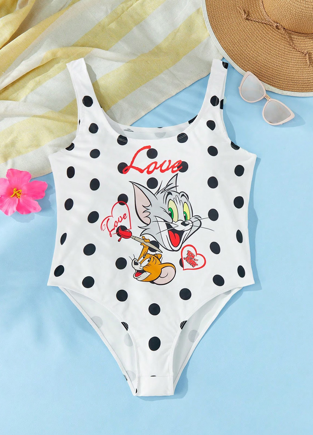 Белый летний купальник танк SHEIN