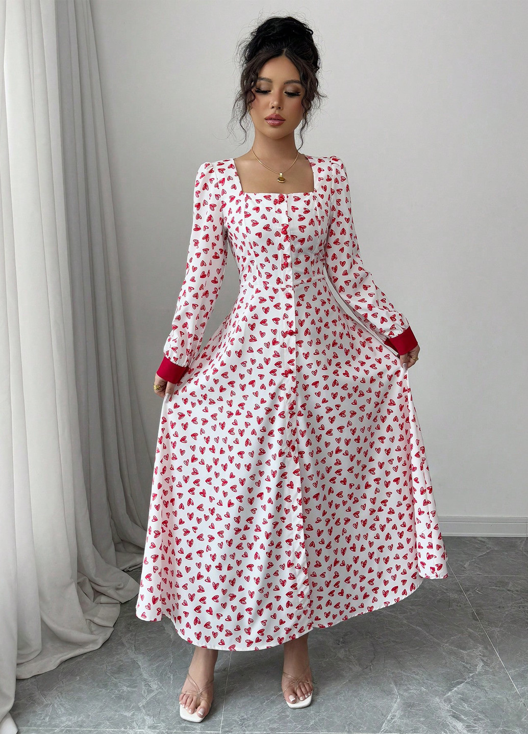 Білий кежуал сукня сукня-сорочка SHEIN сердечка