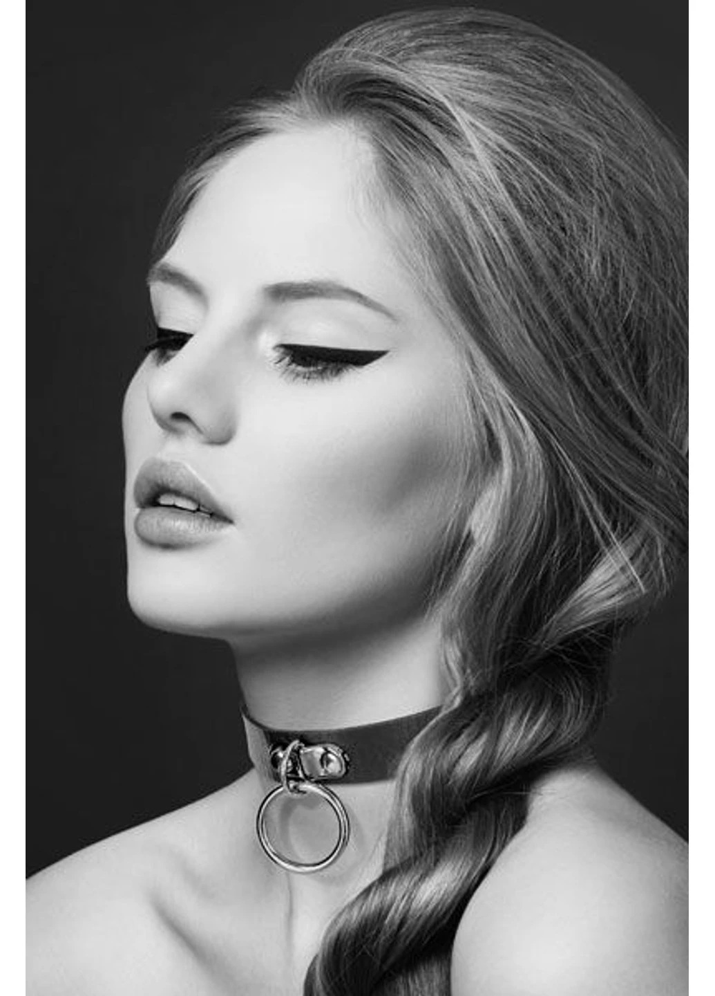 Чокер з кільцем для повідця - FETISH Black, екошкіра Bijoux Pour Toi (255247659)
