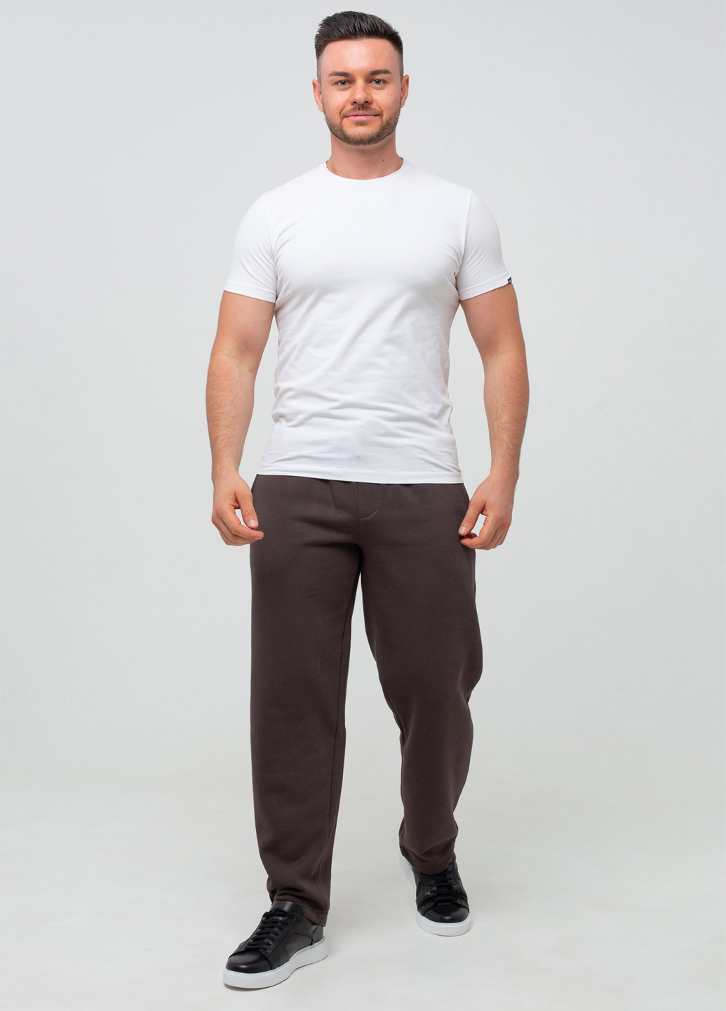 Кофейные спортивные демисезонные прямые брюки K.O.R