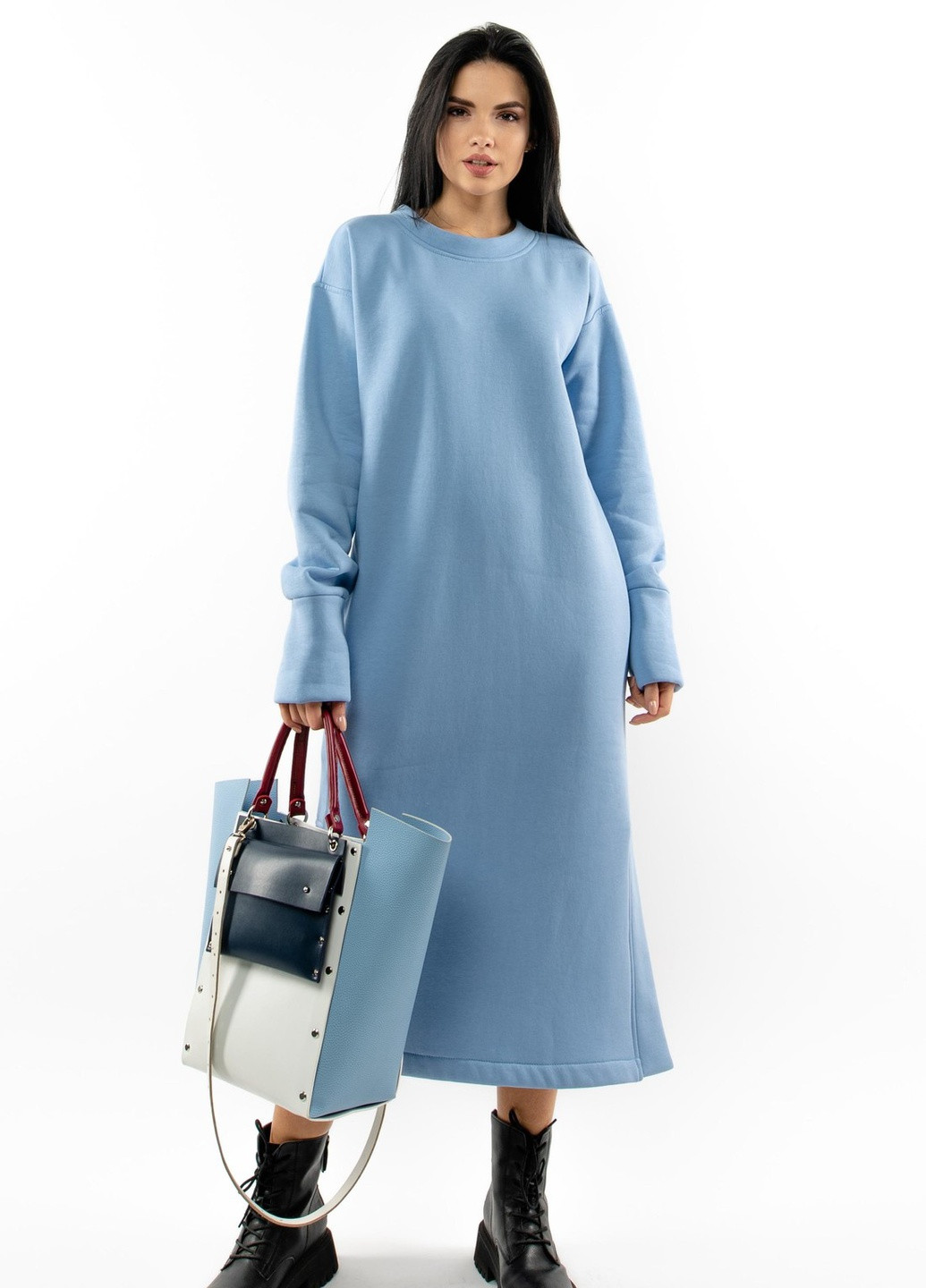 Голубое кэжуал платье Ри Мари однотонное