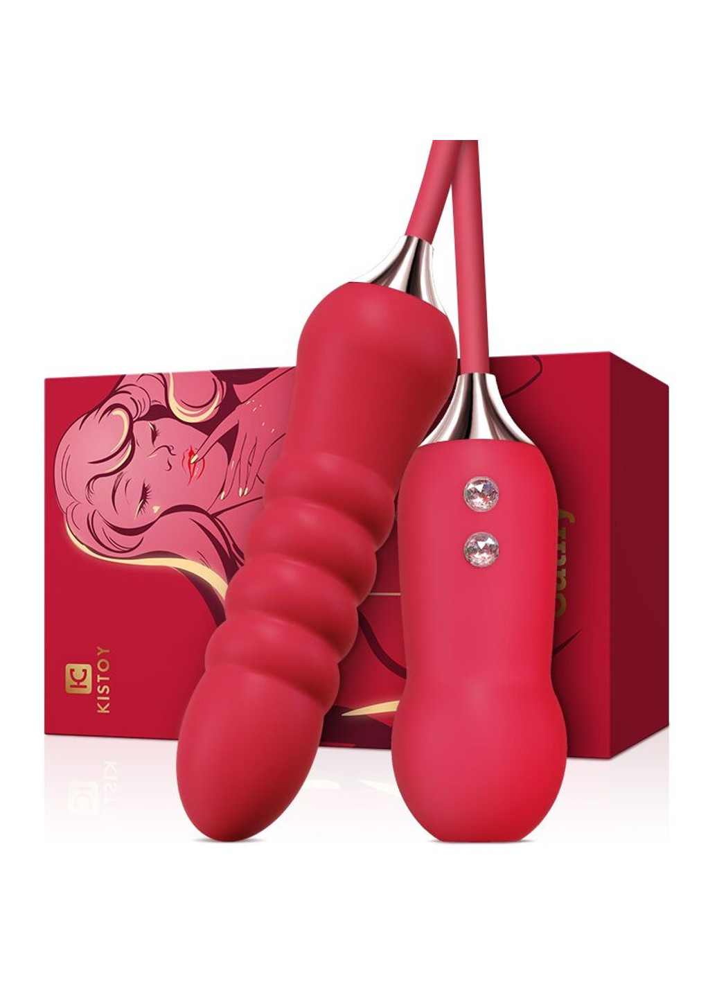 Пульсатор с вакуумным стимулятором Cathy Red на гибкой сцепке KisToy (254734232)