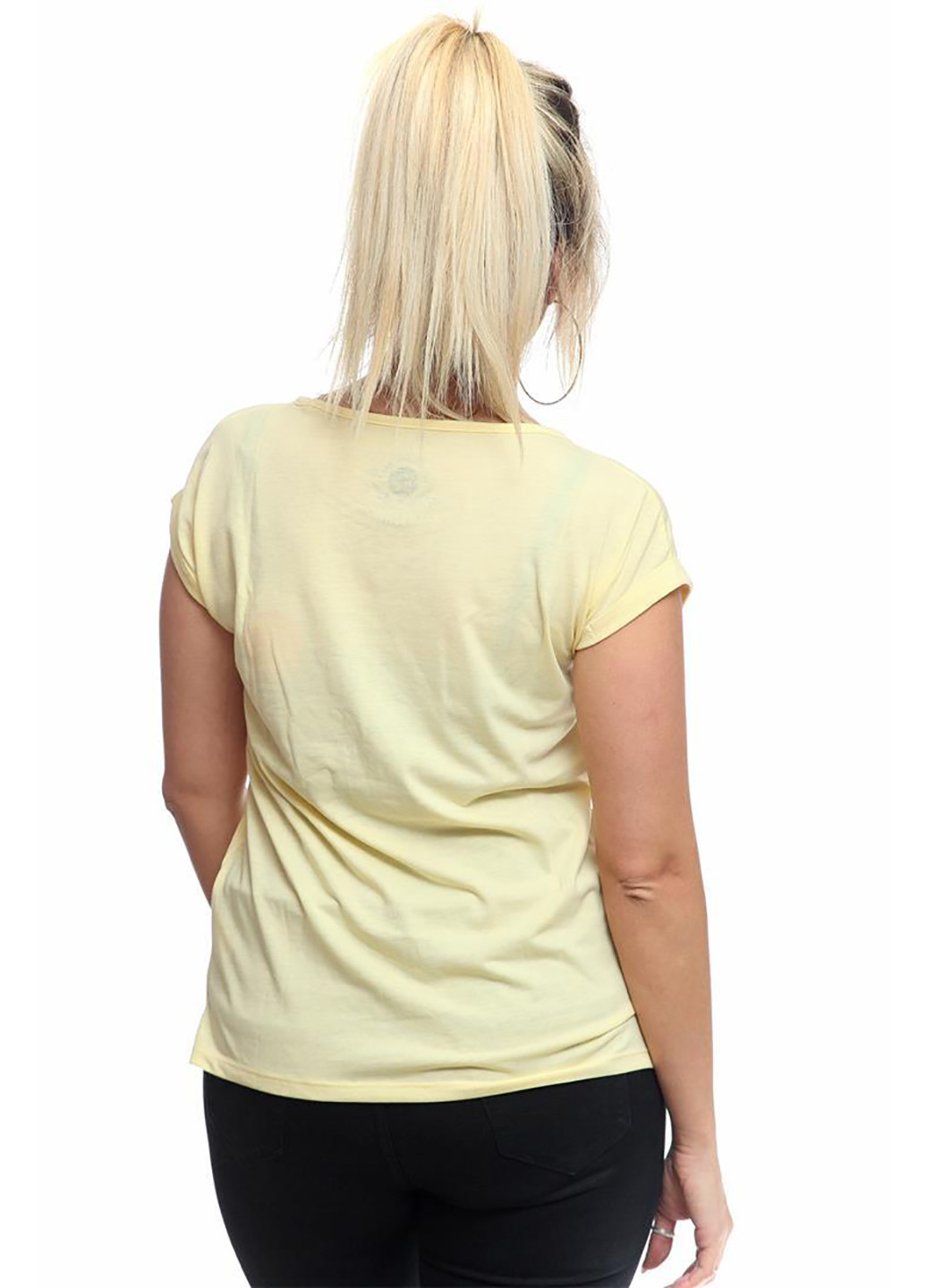 Бледно-желтая летняя футболка с коротким рукавом Kenvelo