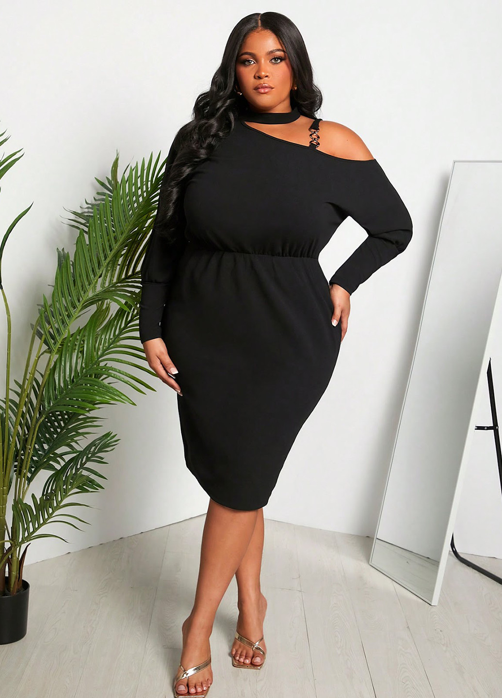 Чорна кежуал сукня в стилі армпір SHEIN однотонна