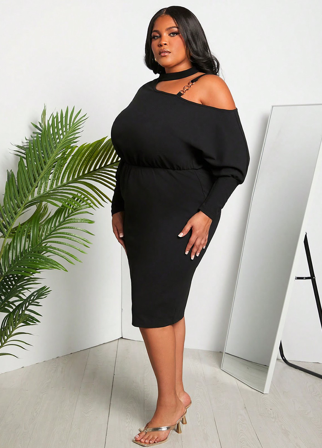 Чорна кежуал сукня в стилі армпір SHEIN однотонна