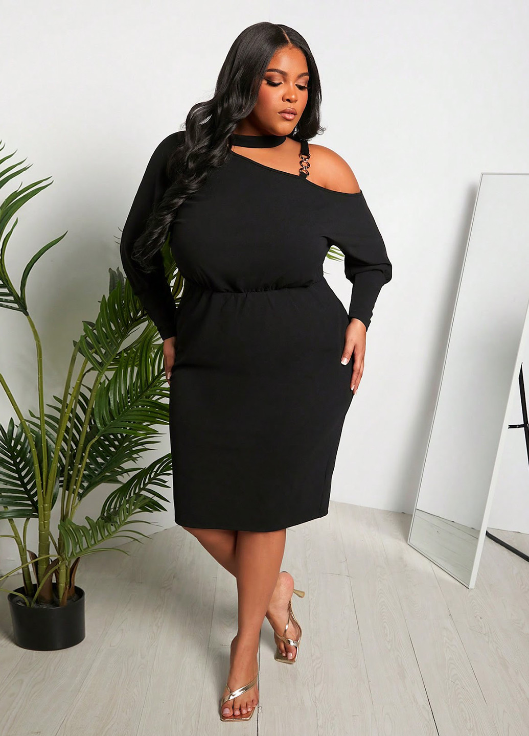 Чорна кежуал сукня в стилі армпір SHEIN однотонна