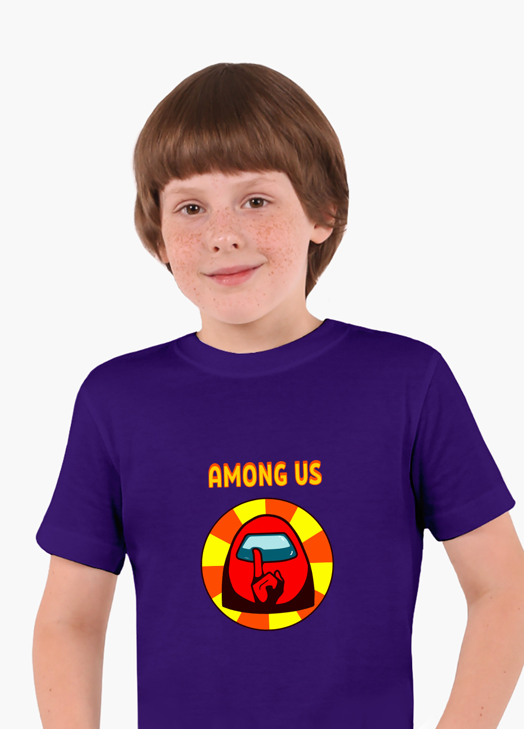 Фиолетовая демисезонная футболка детская амонг ас красный (among us red)(9224-2412) MobiPrint