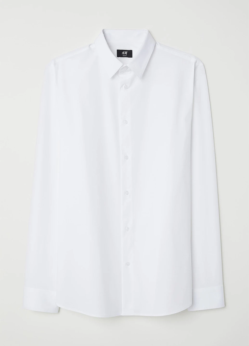 Белая классическая рубашка однотонная H&M