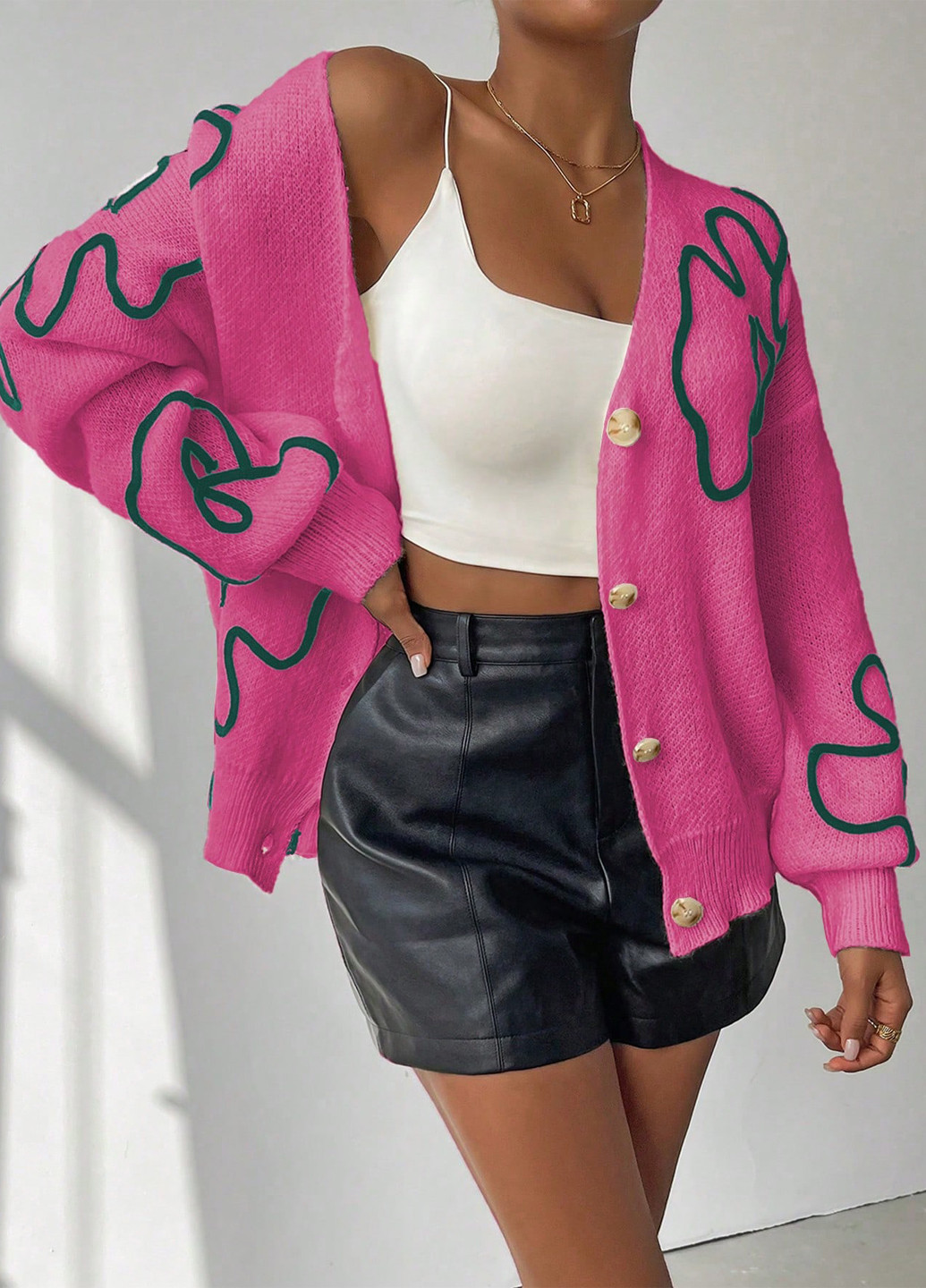 Розовый демисезонный кардиган SHEIN