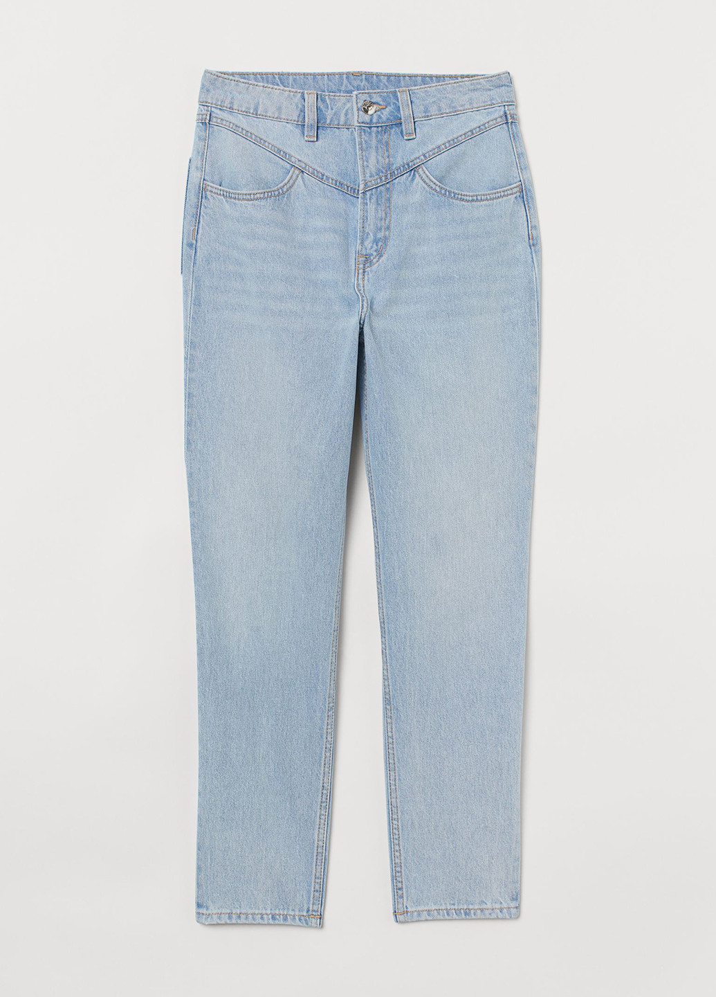 Голубые летние укороченные, зауженные джинсы H&M