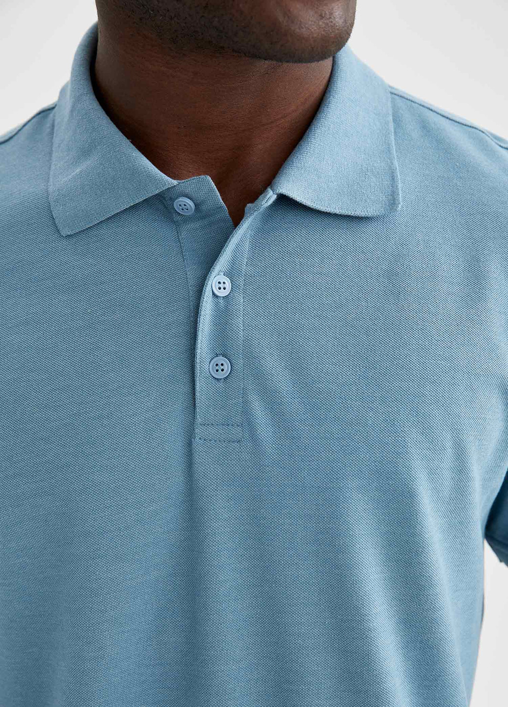 Голубой футболка-поло для мужчин DeFacto