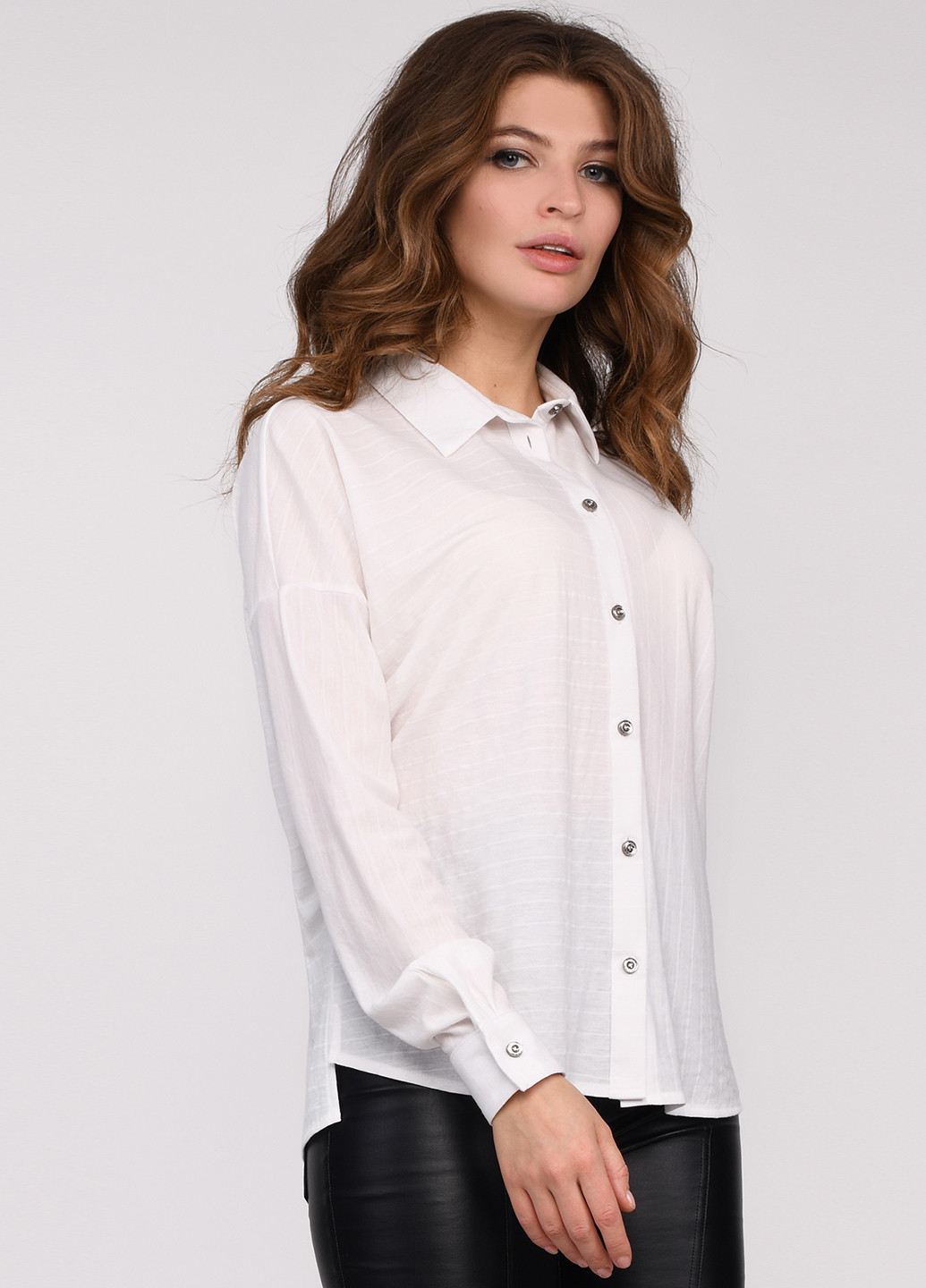 Белая кэжуал рубашка в полоску Carica с длинным рукавом