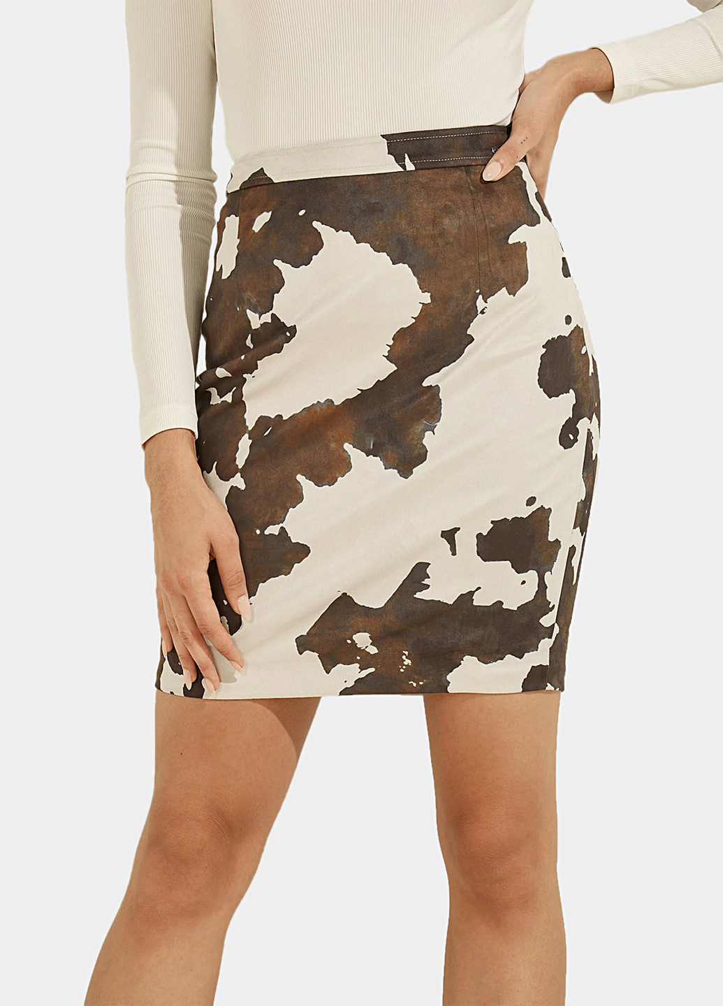 Разноцветная кэжуал с анималистичным узором юбка Guess карандаш