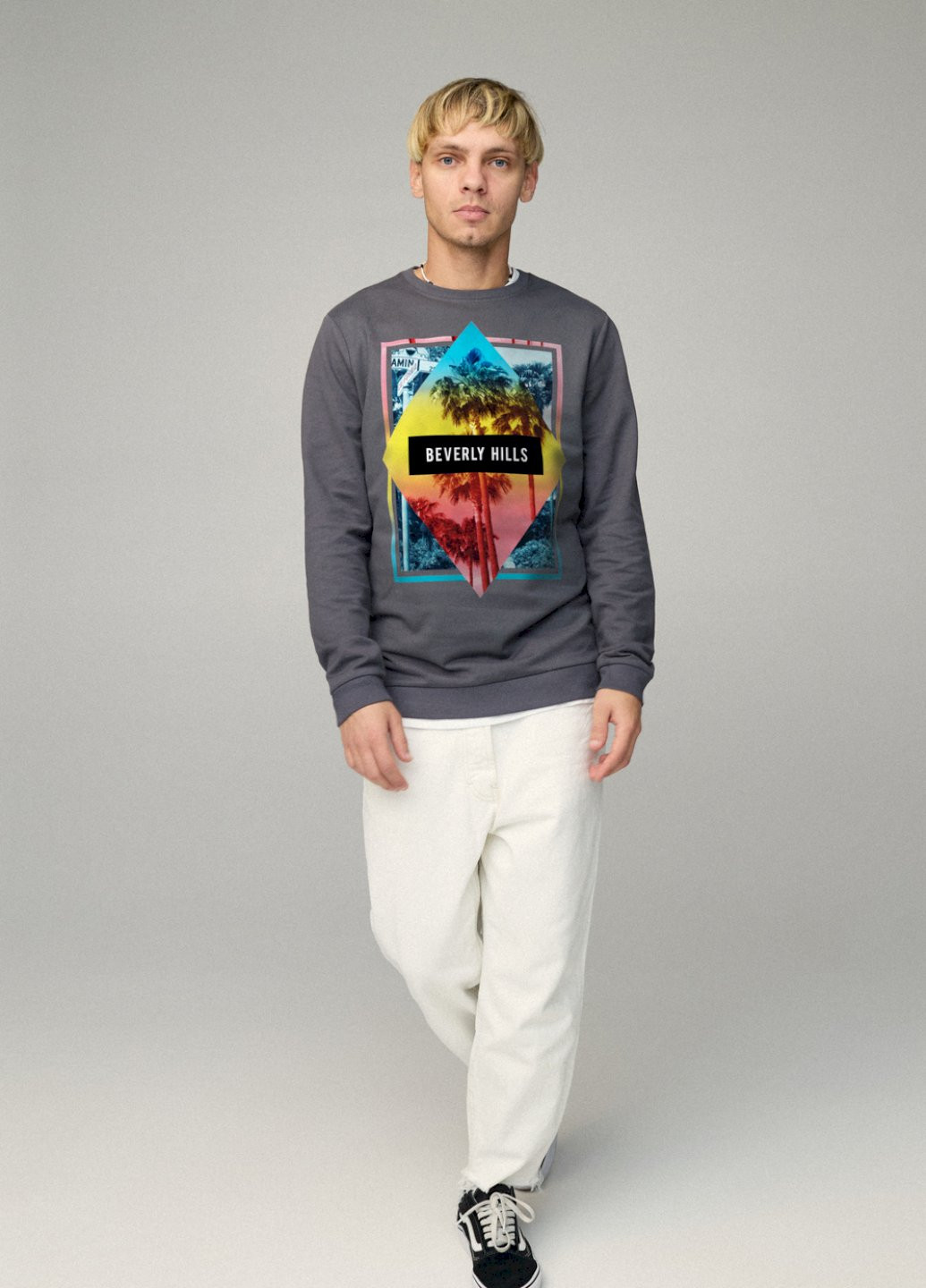 Темно-серый свитшот мужской basic /no flis/ YAPPI (252258384)