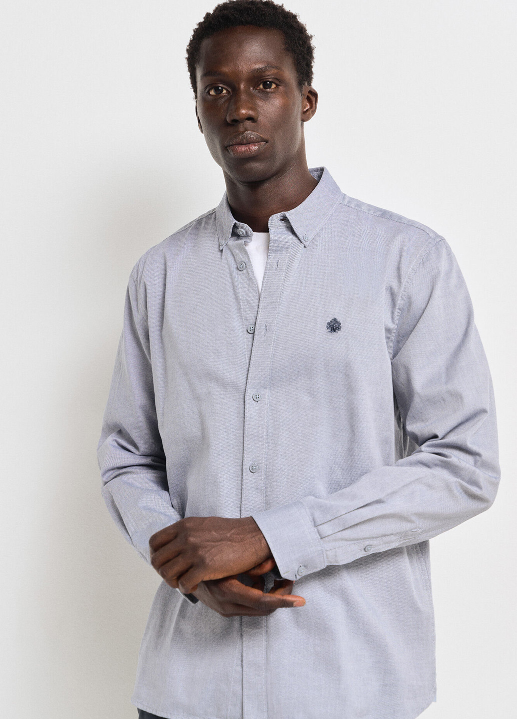 Синяя кэжуал рубашка меланж Springfield