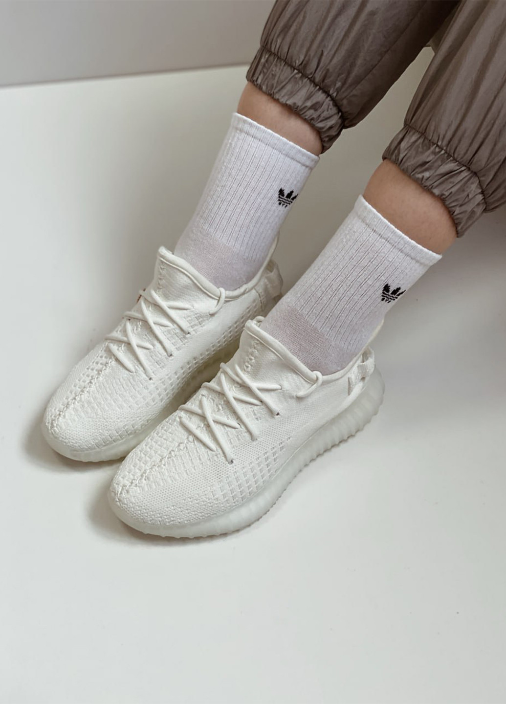 Белые демисезонные кроссовки No Brand Yeezy White