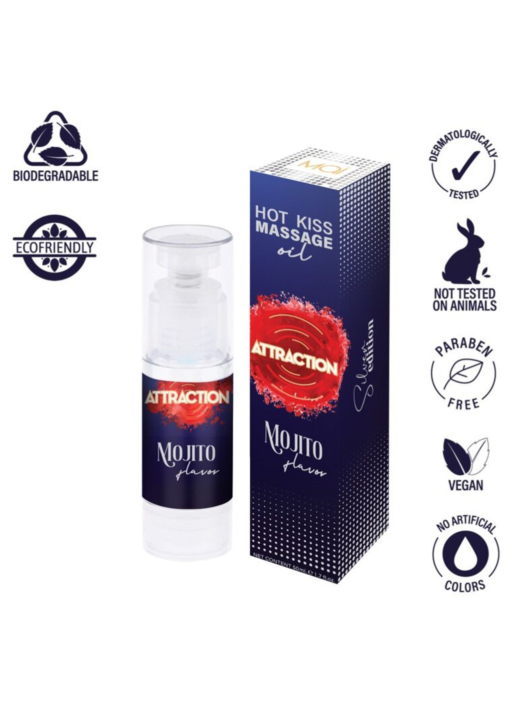 Їстівна масажна олія Attraction Mojito Hot Kiss (50 мл) MAI (254046116)