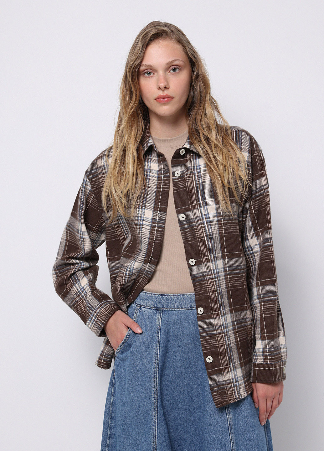 Коричневая кэжуал рубашка в клетку Colin's